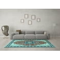 thumbnail image 3 of Ahgly Company Indoor Round Medallion Light Blue Traditional Area Rugs, 6' Round, 3 of 4