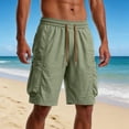 thumbnail image 3 of Beach Shorts for Men Summer Casual Elastic Waist Straight Leg Loose Fit Knee Length Cargo Shorts with Pockets, 3 of 6