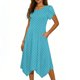 thumbnail image 1 of Mujeres Manga Corta Tops Casual Cuello Redondo Vestido de Impresión Irregularmente Falda Vestido de Manga Corta para Mujeres, 1 of 6