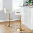 thumbnail image 3 of LumiSource Gold Metal, Cream Velvet Cinch Adjustable Barstool - Set of 2, 3 of 4