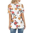 thumbnail image 5 of USSUMA Womens Plus Tops and T-Shirts Cold Shoulder Tops for Women Summer Tops Floral Short Sleeve V Neck T Shirts Tee Casual Tunic Tops 2022 Beach, 5 of 5