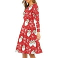 thumbnail image 2 of FKELYI Cartoon Ho Ho Women Dresses Size S Breathable Christmas Santa Swing Twirl Skater Dress Stretchy Women Dress Long Sleeve Party,Christmas Gift, 2 of 4