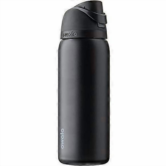 FreeSiip Stainless Steel Water bottle with straw, 32 ounces, very dark and silicone boots, shift preventive protective sheath cover