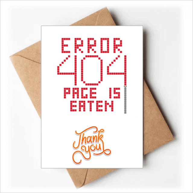 Programador pagina de error 404 es comido Nota en blanco del sobre de la tarjeta de agradecimiento