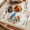 thumbnail image 3 of Birds Floral Placemats Set of 2, Farmhouse Vintage Pink Flower Leaf Washable Wipeable Table Mats for Dining Tables, Indoor Outdoor Kitchen Place Mats for Holiday Party Table Decor, 3 of 9