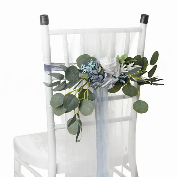Outdoor Wedding Venue Atmosphere Layout Decorative Flower Rose Chair Back Flower Chair Decoration Tied Flower