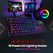 Gigastone GK-12 Mechanical Keyboard, Tactile Brown Switch, RGB LED Rainbow Backlit Gaming Keyboard, Precise Tactile Feedback, Full Anti-Ghosting, Full Size 104 Keys, Black
