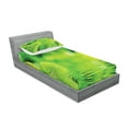 thumbnail image 2 of Ambesonne Nature Fitted Sheet & Pillow Sham Set, Leaves and River Peace, Twin, Green, 2 of 2
