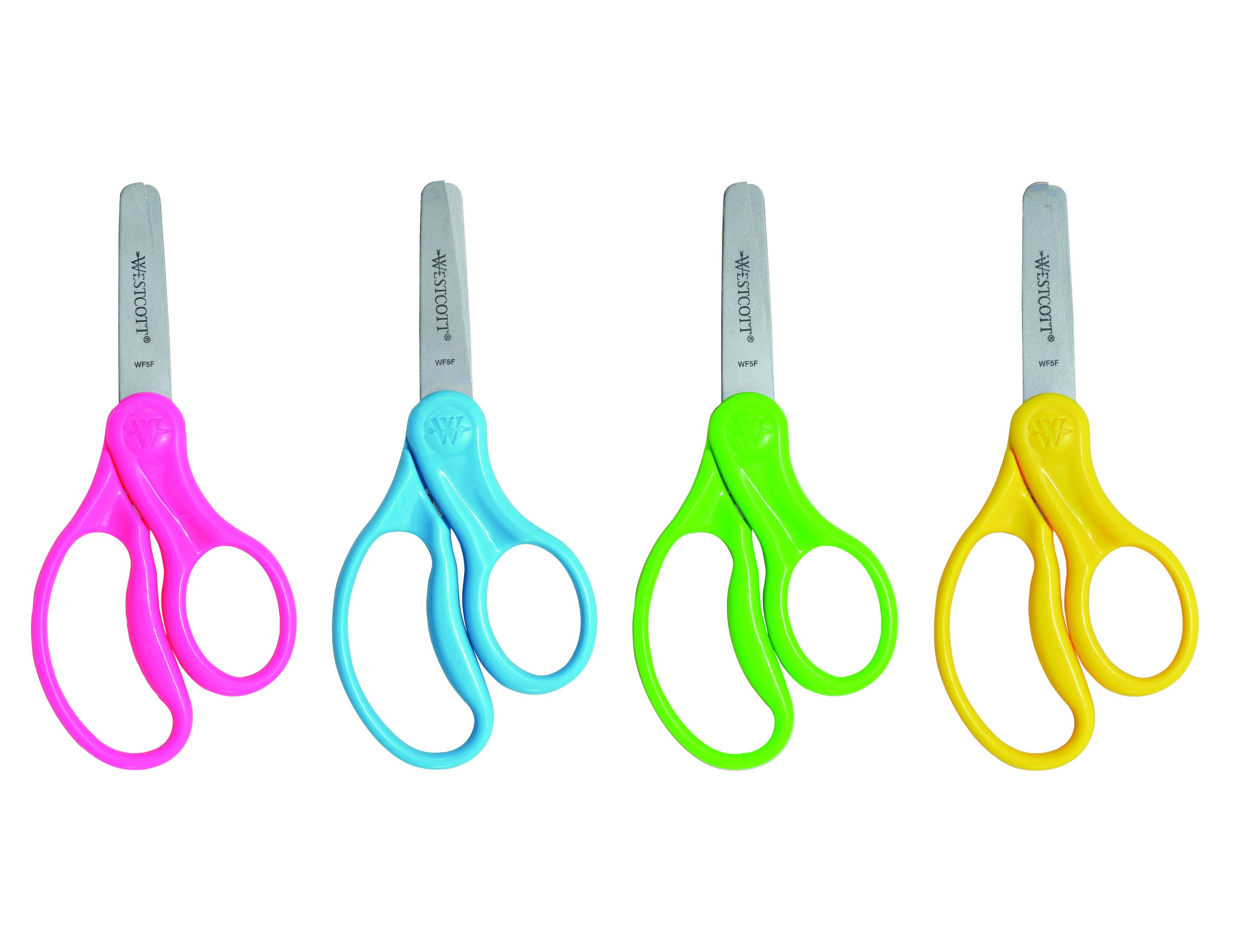 Westcott Kids Scissors, 5', Blunt, Straight, Hard Handle, Assorted Colors, 1-Count