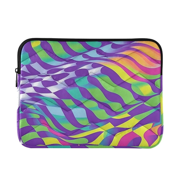 FORMRS 13-13.3 inch Laptop Sleeve Case Soft Carrying Quilted Computer Bag Cover, Green Wavy Pattern