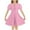 Pink, variant on Girls Summer Dresses Crewneck Puff Sleeve Midi Dress Loose Fit Flowing A Line Dress with Button Decoration 5-15 Years