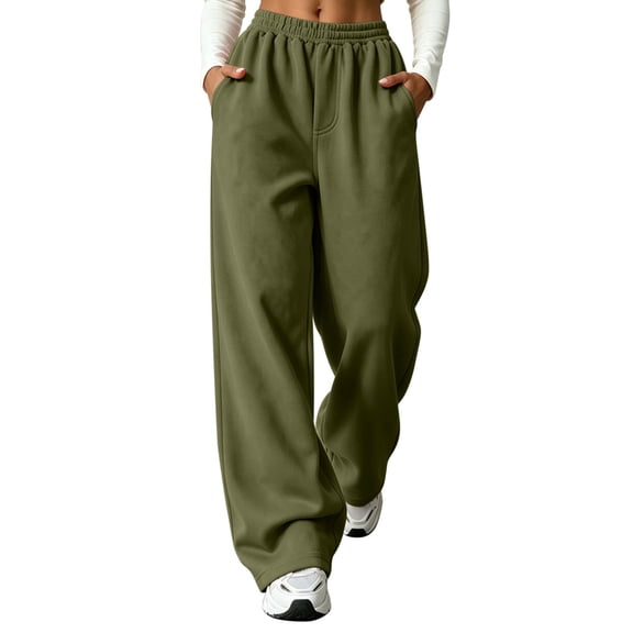 Women's Barrel Leg Jogger Pants, High Rise Elastic Waist, Side Pockets, Tapered Fit