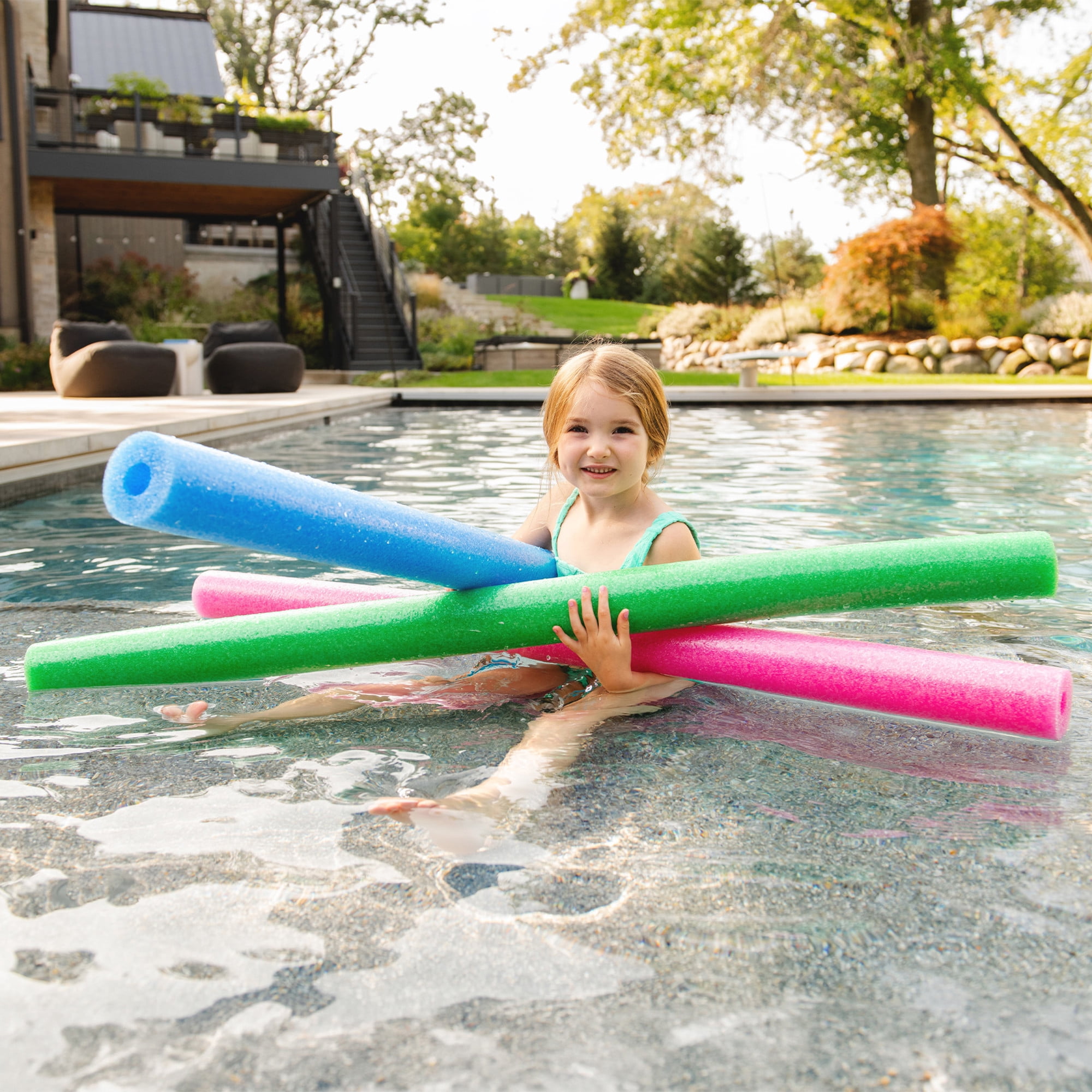 Big Joe Super Swim Noodle 20 Pack Pool Noodles, Assorted Pink, Green, Blue Foam, 4 feet, 50"L x 3"W x 3"H each