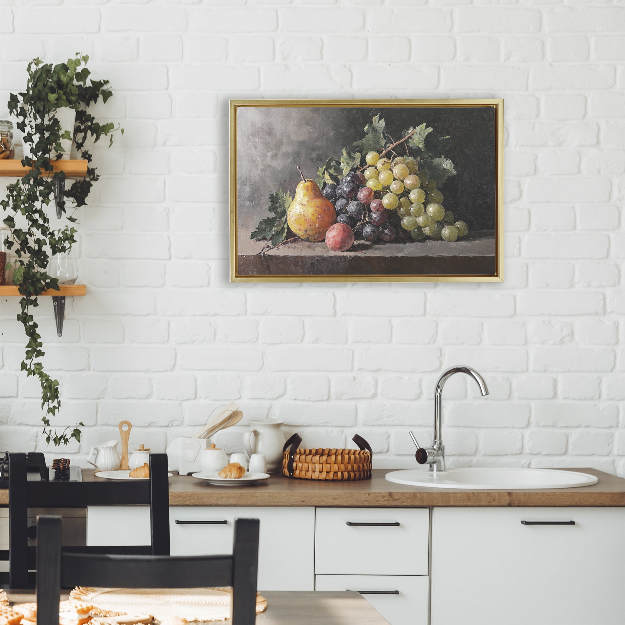 Stupell Industries Bountiful Fruit Classic Still Life Gold Framed Floater Canvas Wall Art, design by Petal Prints Design