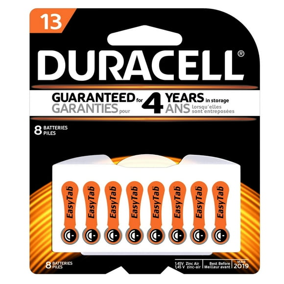 Duracell Hearing Aid Batteries with Easy-Fit Tab, Size 13 8 Pack