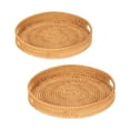 thumbnail image 2 of 2 bandejas redondas de ratán para servir, bandeja decorativa de mimbre otomana con asas, bandeja decorativa de canasta tejida para alimentos y bebidas, 2 of 9