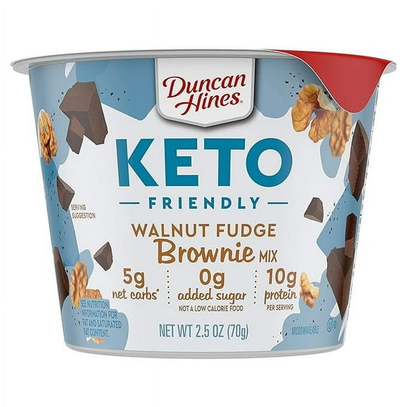 Pack of 1 Duncan Hines Keto Friendly Dessert Cups Walnut Fudge Brownie Mix, 2.5 oz
