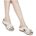 thumbnail image 4 of Summer Slippers for Women with Arch Support Footbed Casual Daily Open Toe Slip-On Sandals Slippers for Women Beach Vacation Holiday Fashion White 7, 4 of 4