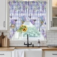 thumbnail image 6 of Purple Flowers Swag Valances for Windows, Kitchen Window Curtains Over Sink, Weeping Spring Floral Bicycle Checkered Window Treatment Curtains for Living Room/Bedroom Curtains 2 Panel Sets 36"x45", 6 of 8
