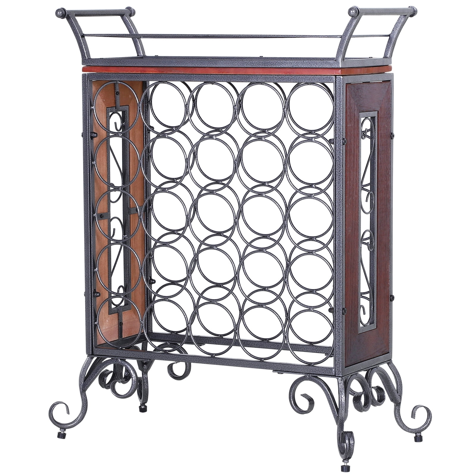 25 Bottle Wine Rack Free Standing Horizontal Stand Wood and
