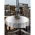 thumbnail image 6 of Outdoor Tablecloth with Umbrella Hole, Brown Grey Spillproof Waterproof Outdoor Table Cover, Gray Farmhouse Modern Rustic Patio Tablecloths for Party/Garden/Picnic, Round 60 inch, 6 of 9