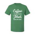 thumbnail image 2 of Wild Bobby Coffee Gets Me Started Jesus Keeps Me Going Inspirational/Christian Men Graphic Tee, Kelly, X-Large, 2 of 5