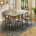 thumbnail image 6 of Kitchen Table and Chairs for 6,Lofka 63" Extendable Dining Table Set with Storage Rack,Gray, 6 of 9