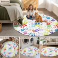 thumbnail image 5 of Colorful Hand Print Round Area Rug 5Ft Washable Circle Rugs for Living Room Bedroom, Cartoon Watercolor Cute Graffiti Non-Slip Carpet Floor Mats Indoor Outdoor Carpet Runner Aesthetic Home Decor, 5 of 8