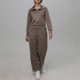 thumbnail image 2 of Conjunto de sudadera con media cremallera y pantalón de pierna ancha para mujer Cómodo traje de chándal de color sólido, 2 of 7