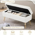 thumbnail image 5 of Storage Ottoman Bench for Bedroom, 44" Upholstered End of Bed Storage Bench with Gold Metal Legs, Modern Fabric Ottoman Storage Bench with Seating for Living Room Entryway, White, 5 of 8