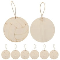 10 Pcs Wooden Volleyball Cutouts For Crafts And Decorations Unfinished Wood Pieces With Jute Rope For Diy Projects Wooden Ornaments
