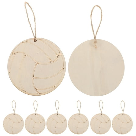 10 Pcs Wooden Volleyball Cutouts For Crafts And Decorations Unfinished Wood Pieces With Jute Rope For Diy Projects Wooden Ornaments