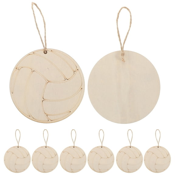 10 Pcs Wooden Volleyball Cutouts For Crafts And Decorations Unfinished Wood Pieces With Jute Rope For Diy Projects Wooden Ornaments