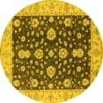 thumbnail image 1 of Ahgly Company Machine Washable Indoor Round Oriental Yellow Traditional Area Rugs, 5' Round, 1 of 4