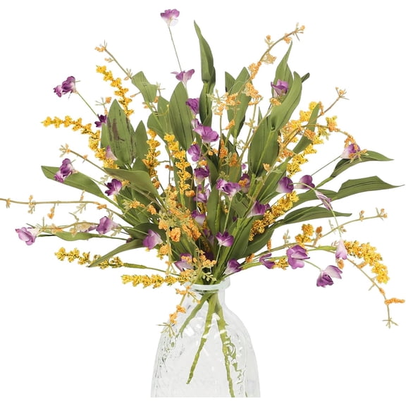 4Pcs Artificial Flowers Bundles Wild Flowers Bouquet Artificial Greenery Shrubs Floral Arrangement Faux Flowers Decor Indoor for Spring Farmhouse Home Kitchen Table Centerpieces Decoration