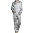 thumbnail image 2 of snilers Mens Pajamas Set Silk Satin Loungewear Set Button Down Shirt and Long Pants 2 Piece Sets Polka Dots Lounge Sets, 2 of 4