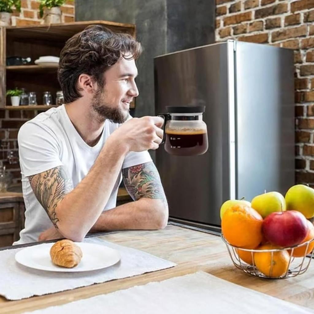 16Ounce Glass Coffee Cup With Secure Cover And Nonslip Grips Ideal For Teas Juices Or Espressos Drink