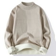 thumbnail image 2 of TFEOQRY Men's Mock Neck Lined Sweater Solid Knit Long Sleeve Casual Pullover Fall Winter Warm Top Beige, 2 of 5