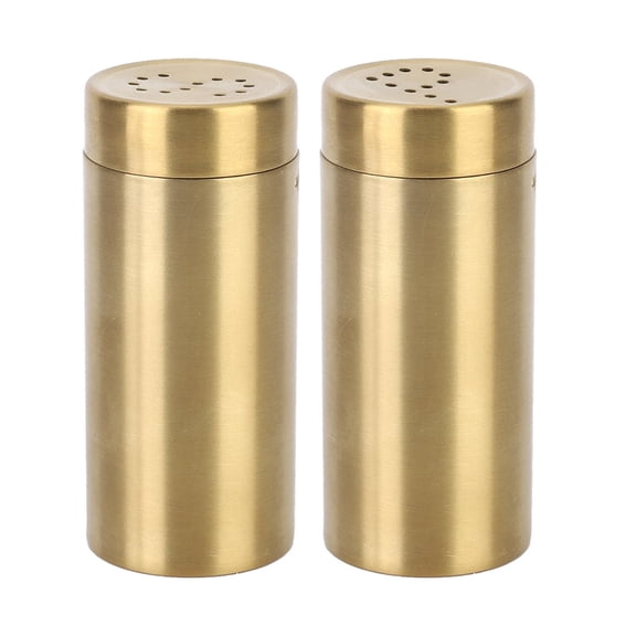 2pcs Stainless Steel Spice Shakers Glass Spice Jars Seasoning Dispenser with Rotatable Lid, Salt and Pepper Shakers for Salt Sugar Spice Pepper(Gold)