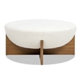 thumbnail image 2 of Jennifer Taylor Home Bali 37" Round Upholstered Cocktail Ottoman with Natural Wood Base, Ivory White Boucle, 2 of 7