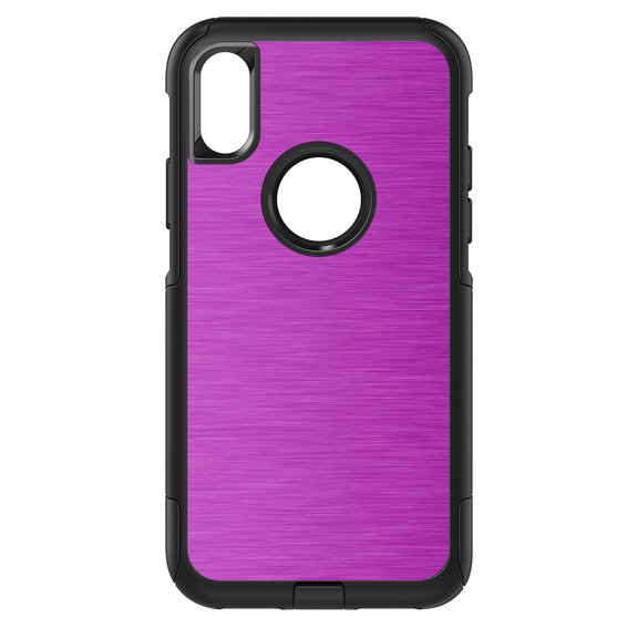 DistinctInk Custom SKIN / DECAL compatible with OtterBox Commuter for iPhone XS MAX (6.5" Screen) - Hot Pink Stainless Steel Image Print - Printed Image of Stainless Steel
