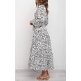 thumbnail image 5 of Women's Boho Leopard Print Ruffle Long Sleeve V Neck Casual Flowy Party Maxi Dress, 5 of 7
