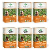 Organic India Tulsi Turmeric Ginger Herbal Tea - Stress Relieving & Harmonizing, Immune Support, Healthy Inflammatory Response, Aids Digestion, Vegan, Caffeine-Free - 18 Infusion Bags, 6 Pack