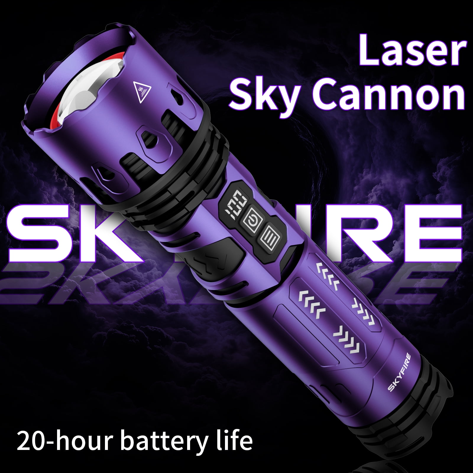 SKYFIRE Rechargeable Zoom Flashlight, 4 Modes with Ignition Lens for Outdoor & Emergency