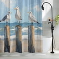 thumbnail image 2 of Seagull Ocean Beach Fabric Shower Curtain Oil Painting Washable Shower Curtains for Bathroom, Waterproof Bath Curtain with Hooks Home Decor 36x72in, 2 of 8