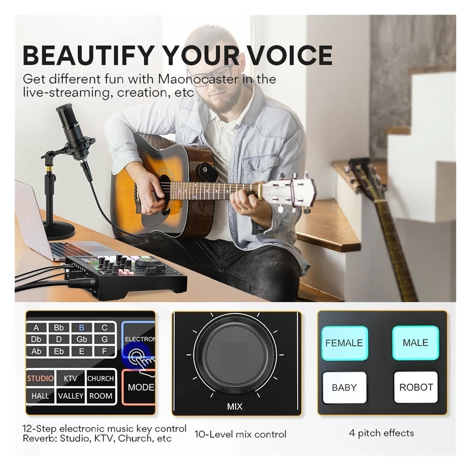 Professional Microphone Kit Interface With XLR Condenser Mic Podcast Studio For Live Streaming PC Recording Gaming ,Easy to Operate