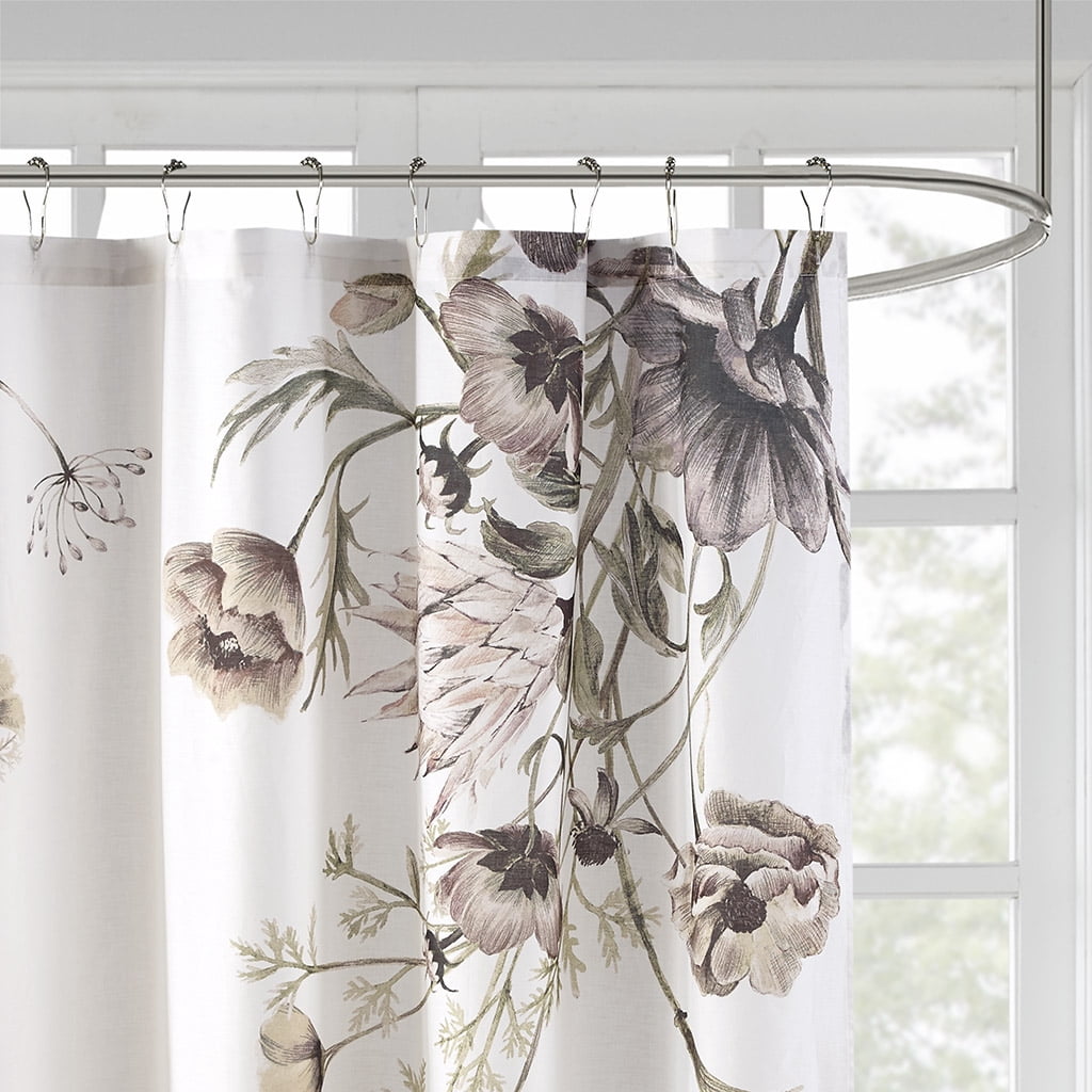 MAYEERTY Printed Cotton Shower Curtain, 72" x 72", Machine-Washable, Blush