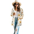 thumbnail image 2 of SCRAWLGOD Sunflower Daisy Cardigan Jackets for Women Lightweight Sweater with Pockets Size L Long Sleeve Sweatshirt Cardigan Women Open Front Comfy Womens Long Cardigan, 2 of 7