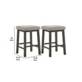 thumbnail image 5 of 25 Inch Wooden Bar Stool with Fabric Seat, Set of 2, Gray, 5 of 5