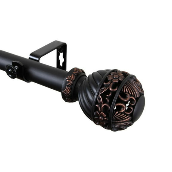 Decorative Curtain Rod - HomeStock Black Window Rod with BracketsHardware - 65 Inch Length